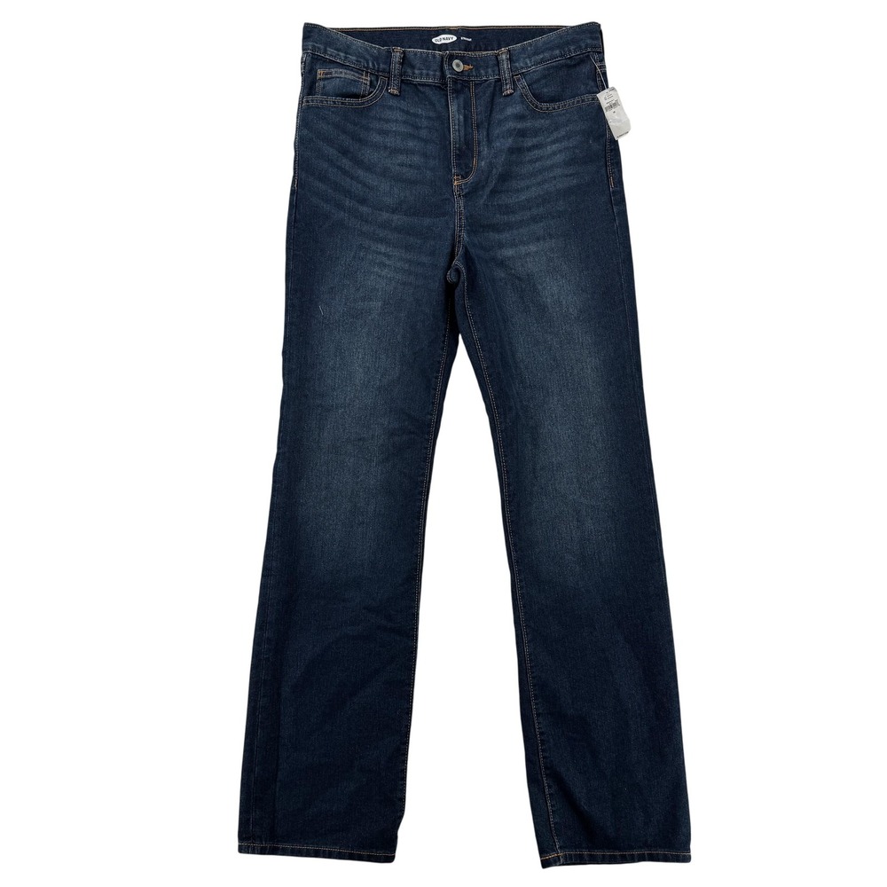 Old Navy Jeans Boys 18 Blue Straight Dark Wash 5 Pocket‎ Zip Classic 30x31 NWT